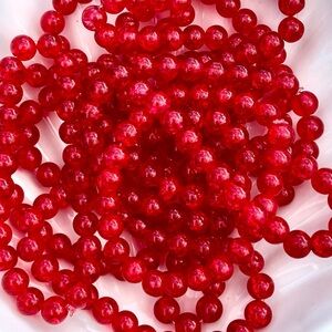 Cherry Red Crackle Glass Beaded Bracelets NWOT